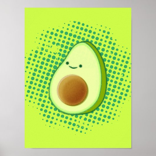 Niedlicher Cartoon Avocado auf einem störenden grü Poster (Vorne)