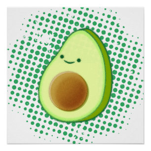 Niedlicher Cartoon Avocado auf einem störenden grü Poster