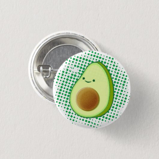 Niedlicher Cartoon Avocado auf störendem Vortex Button (Vorne & Hinten)