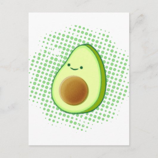 Niedlicher Cartoon Avocado auf störendem Vortex Postkarte (Vorderseite)