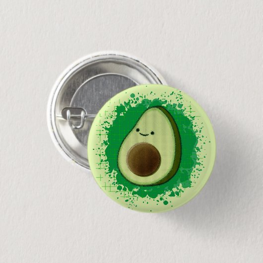 Niedlicher Cartoon Avocado Button (Vorne & Hinten)