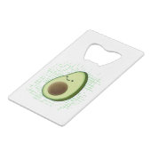 Niedlicher Cartoon Avocado im Hintergrund Geldbeutel Flaschenöffner (Rückseite Schrägansicht)