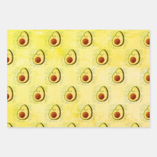 Niedlicher Cartoon Avocado im Hintergrund Geschenkpapier Set (Vorderseite 2)