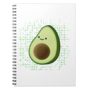 Niedlicher Cartoon Avocado im Hintergrund Notizblock