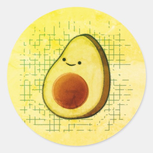 Niedlicher Cartoon Avocado im Hintergrund Runder Aufkleber (Vorderseite)