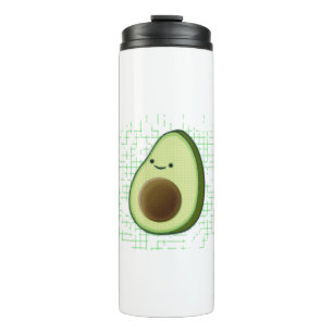 Niedlicher Cartoon Avocado im Hintergrund Thermosbecher