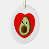 Niedlicher Cartoon Avocado im Roten Herzen Keramik Ornament (Rechts)