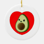 Niedlicher Cartoon Avocado im Roten Herzen Keramik Ornament (Hinten)