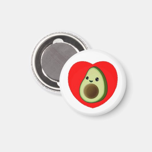 Niedlicher Cartoon Avocado im Roten Herzen Magnet (Vorderseite/Rückseite)
