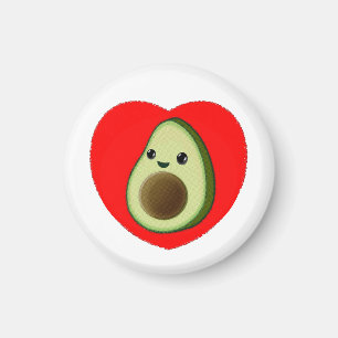 Niedlicher Cartoon Avocado im Roten Herzen Magnet