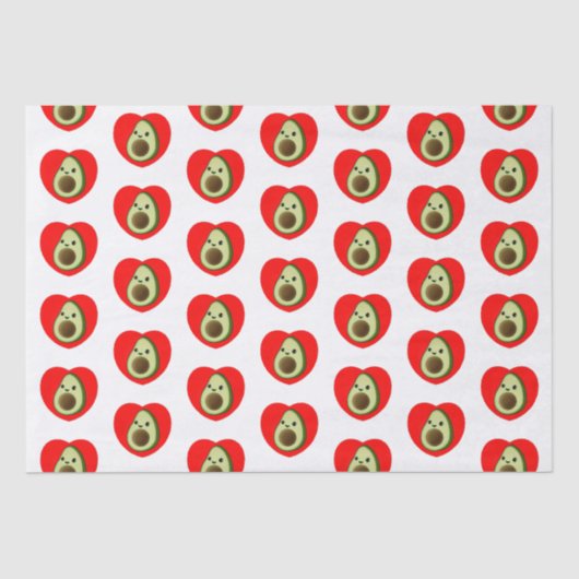 Niedlicher Cartoon Avocado im Roten Herzen Seidenpapier (Vorderseite)