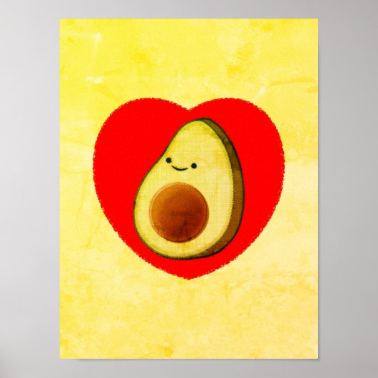 Niedlicher Cartoon Avocado in Rotem Herzen Malerei Poster (Vorne)