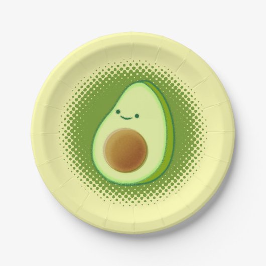 Niedlicher Cartoon Avocado Pappteller (Vorderseite)