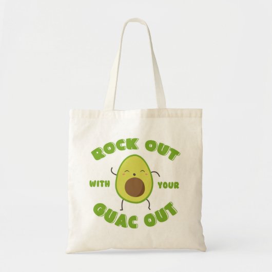 Niedlicher Cartoon Avocado "Rock Out with Your Gua Tragetasche (Vorne)