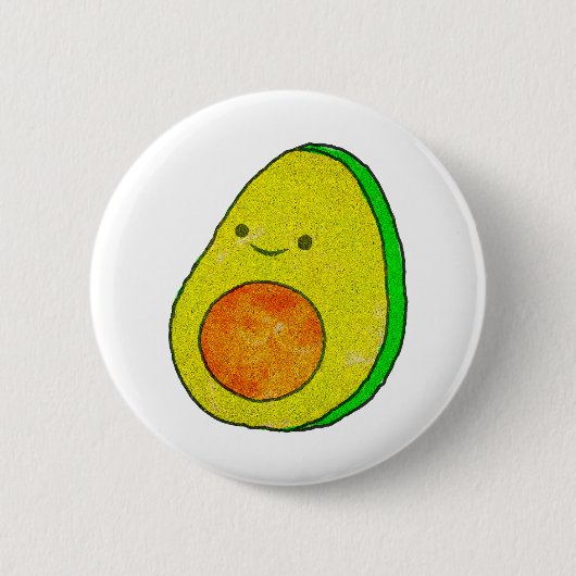 Niedlicher Cartoon Avocado Wasserfarbe Button (Vorderseite)