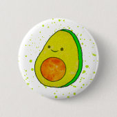 Niedlicher Cartoon Avocado Wasserfarbe Button (Vorderseite)
