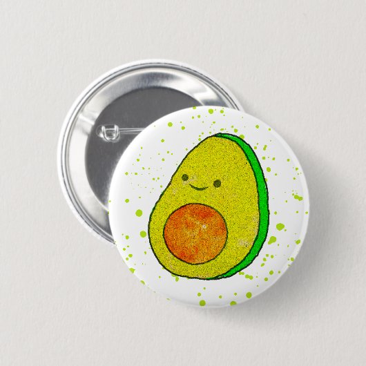 Niedlicher Cartoon Avocado Wasserfarbe Button (Vorne & Hinten)