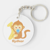 Niedlicher Cartoon-Baby-Affe mit Banane Schlüsselanhänger (Rückseite)