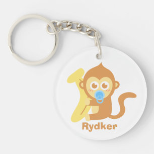 Niedlicher Cartoon-Baby-Affe mit Banane Schlüsselanhänger