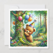 Niedlicher Cartoon Baby Bear Cube Geburtstag Einladung (Vorderseite)