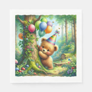 Niedlicher Cartoon Baby Bear Cube Geburtstag Serviette