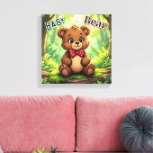 Niedlicher Cartoon Baby Bear in Woods Leinwanddruck (Insitu (Wohnzimmer))