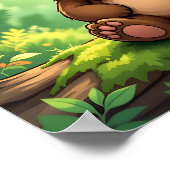 Niedlicher Cartoon Baby Bear in Woods Poster (Ecke)