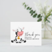Niedlicher Cartoon Baby Cow Danke Karte (Stehend Vorderseite)