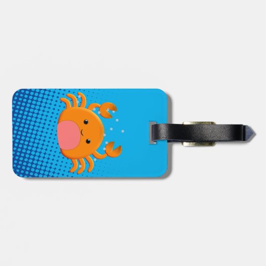 Niedlicher Cartoon Baby Crab Blue Ocean Gepäckanhänger (Rückseite horizontal)