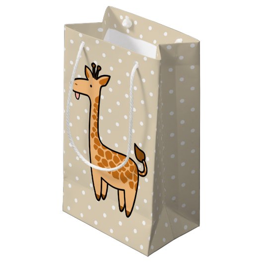 Niedlicher Cartoon Baby Giraffe & Polka Dots Kleine Geschenktüte (Vorderseite Schrägansicht)