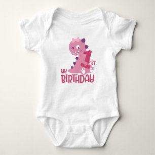 Niedlicher Cartoon Baby Girl Dinosaurier 1. Geburt Baby Strampler
