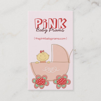 Niedlicher Cartoon Baby Girl in rosa Pram Moderne Visitenkarte