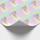 Niedlicher Cartoon Baby Girl Pink 1. Geburtstag Geschenkpapier (Ecke)