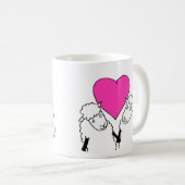 Niedlicher Cartoon Baby Lambs Rosa Herz Kaffeetasse (VorderseiteRechts)