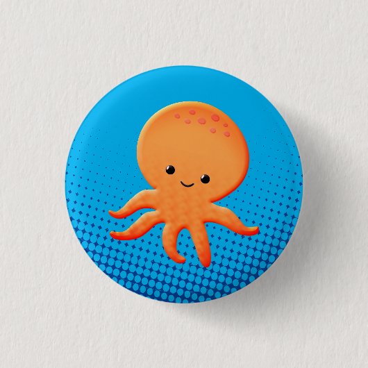 Niedlicher Cartoon Baby Octopus Button (Vorderseite)