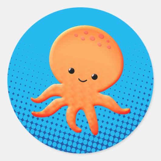 Niedlicher Cartoon Baby Octopus Runder Aufkleber (Vorderseite)