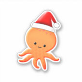 Niedlicher Cartoon Baby Octopus Santas Aufkleber (Vorderseite)