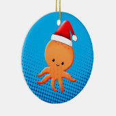 Niedlicher Cartoon Baby Octopus Santas Hat Keramik Ornament (Rechts)
