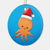 Niedlicher Cartoon Baby Octopus Santas Hat Keramik Ornament (Links)