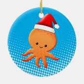 Niedlicher Cartoon Baby Octopus Santas Hat Keramik Ornament (Hinten)