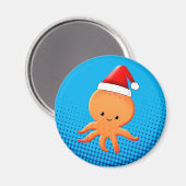Niedlicher Cartoon Baby Octopus Santas Hat Magnet (Vorderseite/Rückseite)