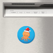 Niedlicher Cartoon Baby Octopus Santas Hat Magnet (In Situ (Geschirrspüler))