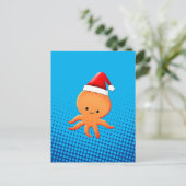 Niedlicher Cartoon Baby Octopus Santas Hat Postkarte (Stehend Vorderseite)