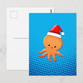 Niedlicher Cartoon Baby Octopus Santas Hat Postkarte (Vorne/Hinten)