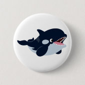 Niedlicher Cartoon Baby Orca Button (Vorderseite)
