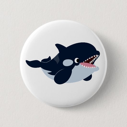 Niedlicher Cartoon Baby Orca Button (Vorderseite)