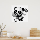 Niedlicher Cartoon Baby Panda Bear Golfing Poster (Küche)