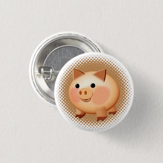 Niedlicher Cartoon Baby Pig Button (Vorne & Hinten)
