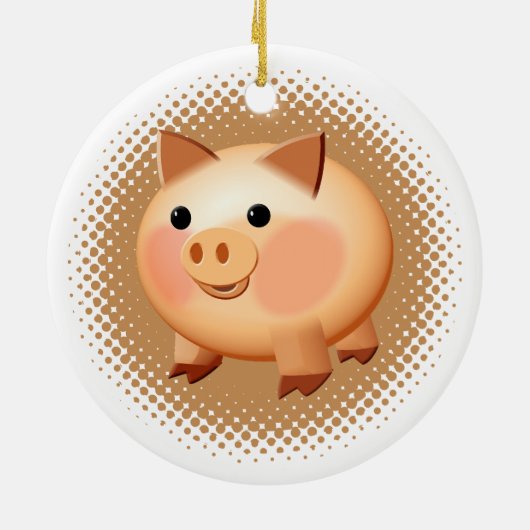 Niedlicher Cartoon Baby Pig Keramik Ornament (Hinten)