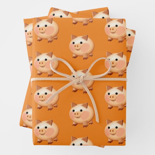 Niedlicher Cartoon Baby Pig Muster Geschenkpapier Set (Beispiel)